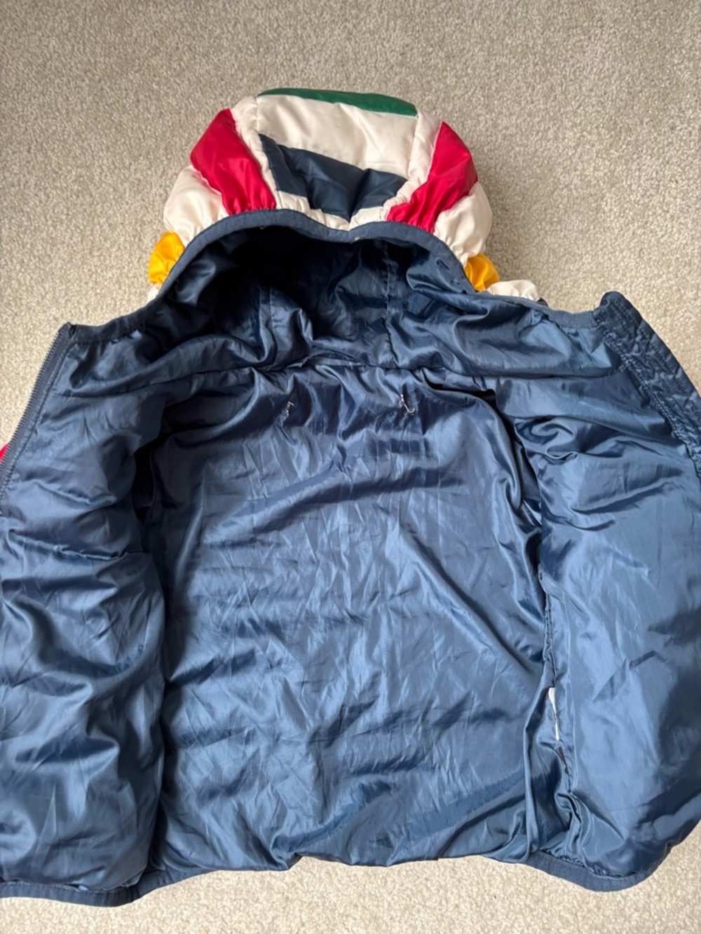 Hudson’s Bay Style Striped Toddler Puffer Jacket 12-24M Multicolor Hooded coat - Picture 8 of 12
